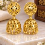 Elegant Gold Floral Jhumka Earrings