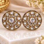 Elegant Gold Crystal Round Stud Earrings