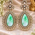 Elegant Green Stone Crystal Drop Earrings