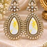 Elegant Yellow Stone Crystal Drop Earrings