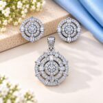 Elegant Round Diamond Pendant & Earring Set