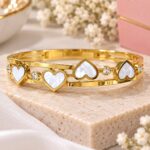 Elegant Heart Pearl Gold Bracelet