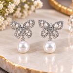 Elegant Pearl Butterfly Drop Earrings