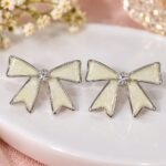 Elegant Pearl Bow Crystal Stud Earrings