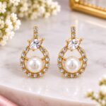 Elegant Gold Crystal Pearl Drop Earrings