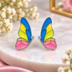 Colorful Butterfly Wing Enamel Stud Earrings