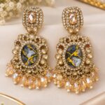 Black & Gold Marble Crystal Chandelier Earrings