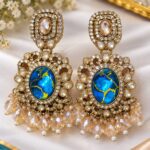 Royal Blue & Gold Crystal Chandelier Earrings