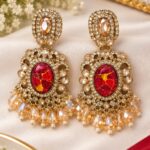 Ruby Red & Gold Crystal Chandelier Earrings