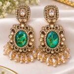 Emerald Green & Gold Crystal Chandelier Earrings