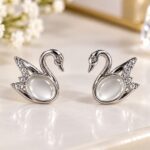 Elegant Swan Pearl Stud Earrings