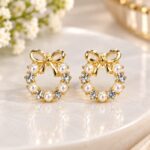 Elegant Pearl & Crystal Bow Earrings