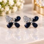 Elegant Sapphire Butterfly Crystal Stud Earrings
