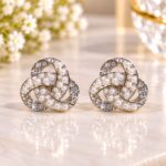 Elegant Pearl & Crystal Interlocking Knot Earrings