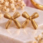 Golden Bow Statement Earrings