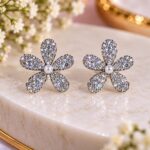 Elegant Crystal Pearl Flower Earrings