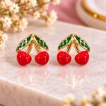 Cherry Blossom Gold Stud Earrings