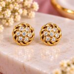 Golden Crystal Braided Stud Earrings