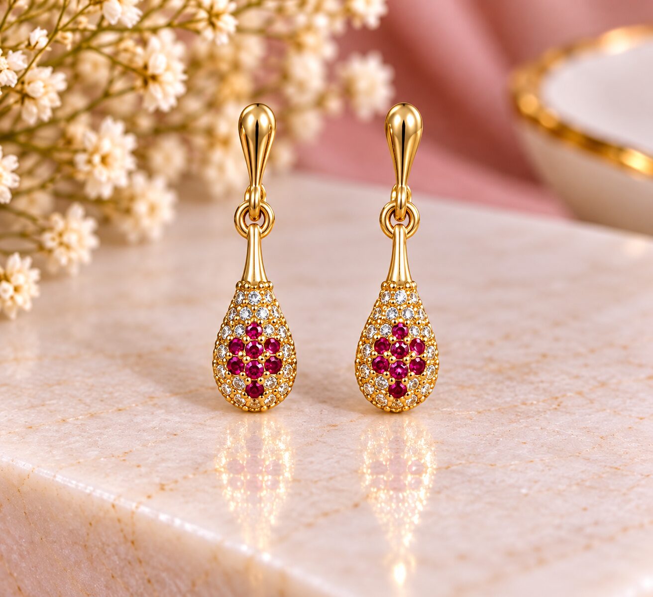 2026/09/1001785749.jpg Ruby Crystal Teardrop Earrings - Image 1