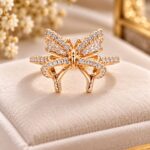 Elegant Rose Gold Butterfly Diamond Ring