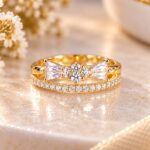 Elegant Bow-Style Diamond Gold Ring