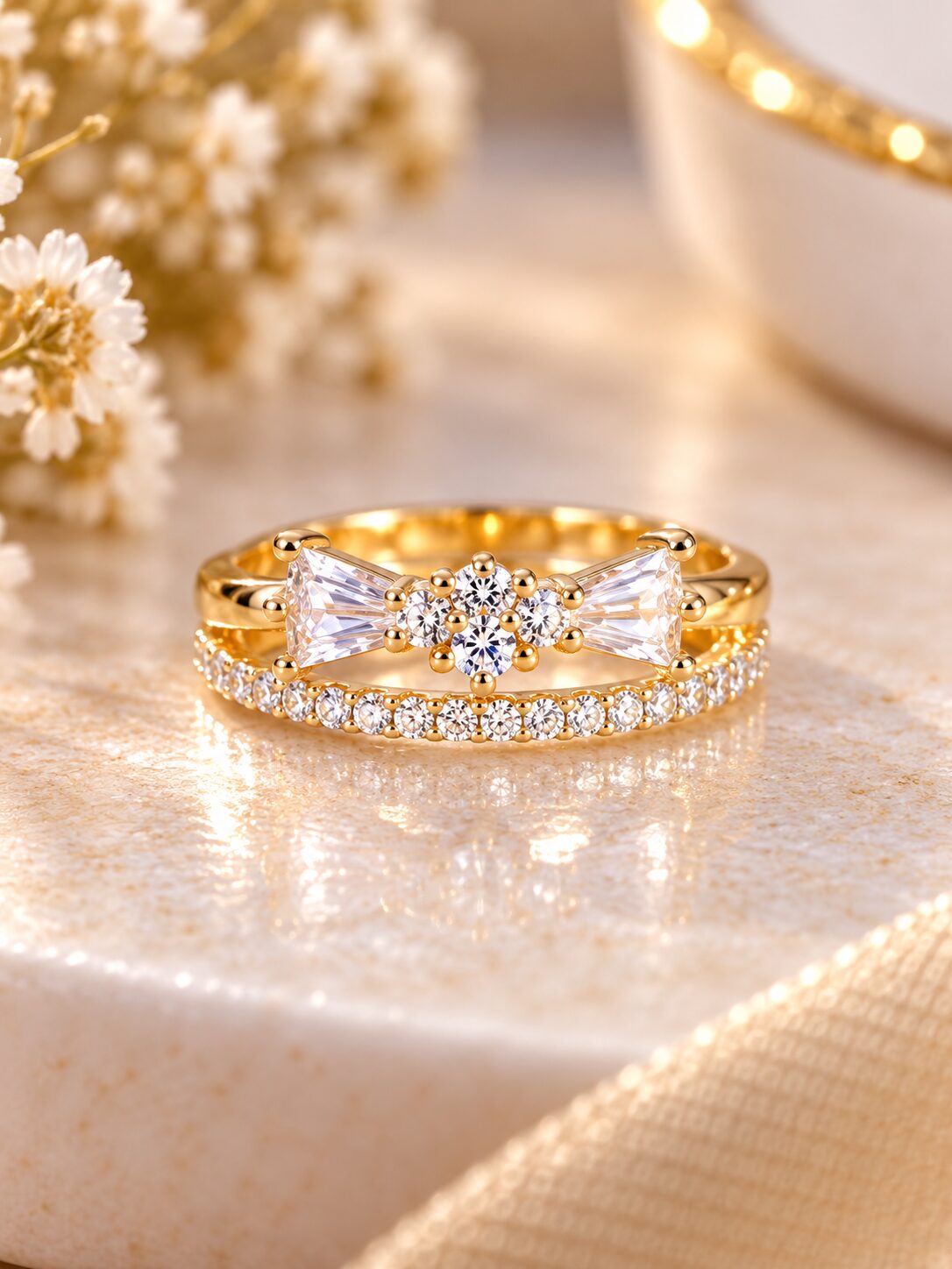 2026/09/1001786053.jpg Elegant Bow-Style Diamond Gold Ring - Image 1