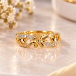 Elegant Floral Diamond Rose Gold Ring