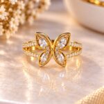 Elegant Butterfly Diamond Rose Gold Ring