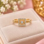 Elegant Square Halo Rose Gold Ring