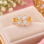 Elegant Floral Butterfly Diamond Rose Gold Ring