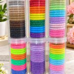 Multicolor Glitter Hair Ties – 6 Jar Set ✨