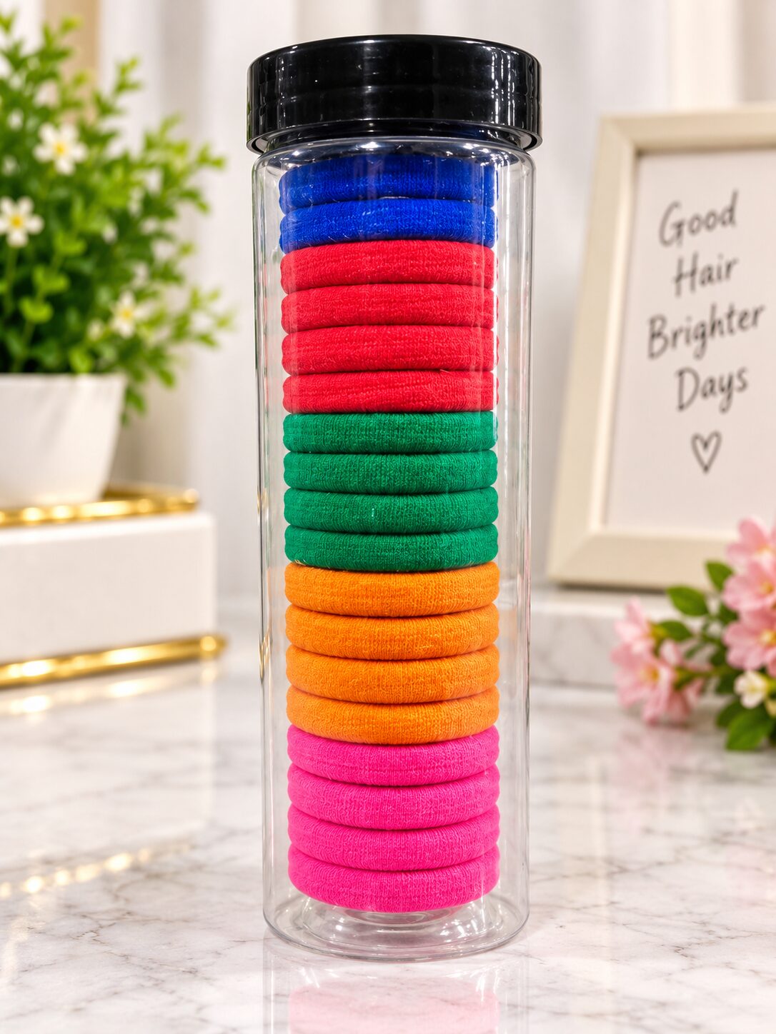 2026/09/1001788112.jpg Multicolor Fabric Hair Ties – 5 Color Combo Set ✨ - Image 1