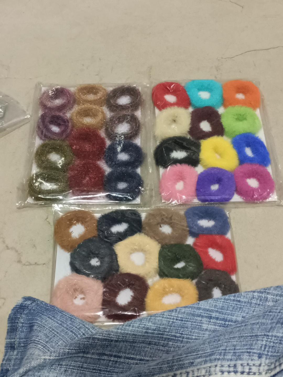 2026/09/1001788113.jpg Fluffy Multicolor Scrunchies – 3 Pack Combo Set ✨ - Image 1