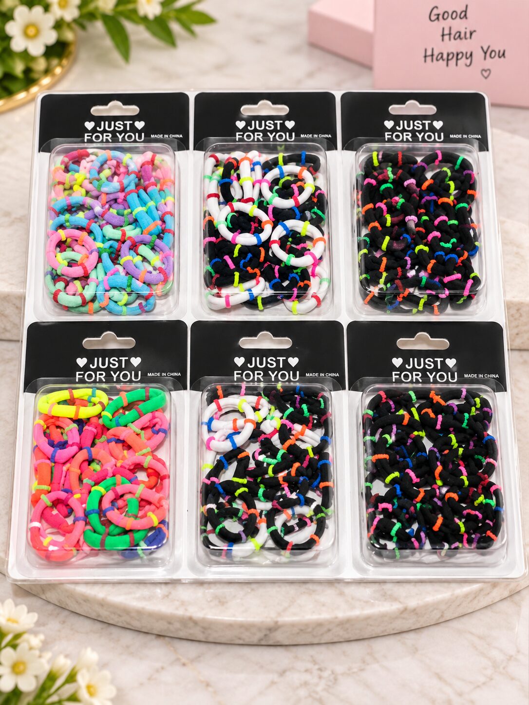 2026/09/1001788115.jpg Multicolor Mini Hair Ties – 6 Pack Combo Set ✨ - Image 1