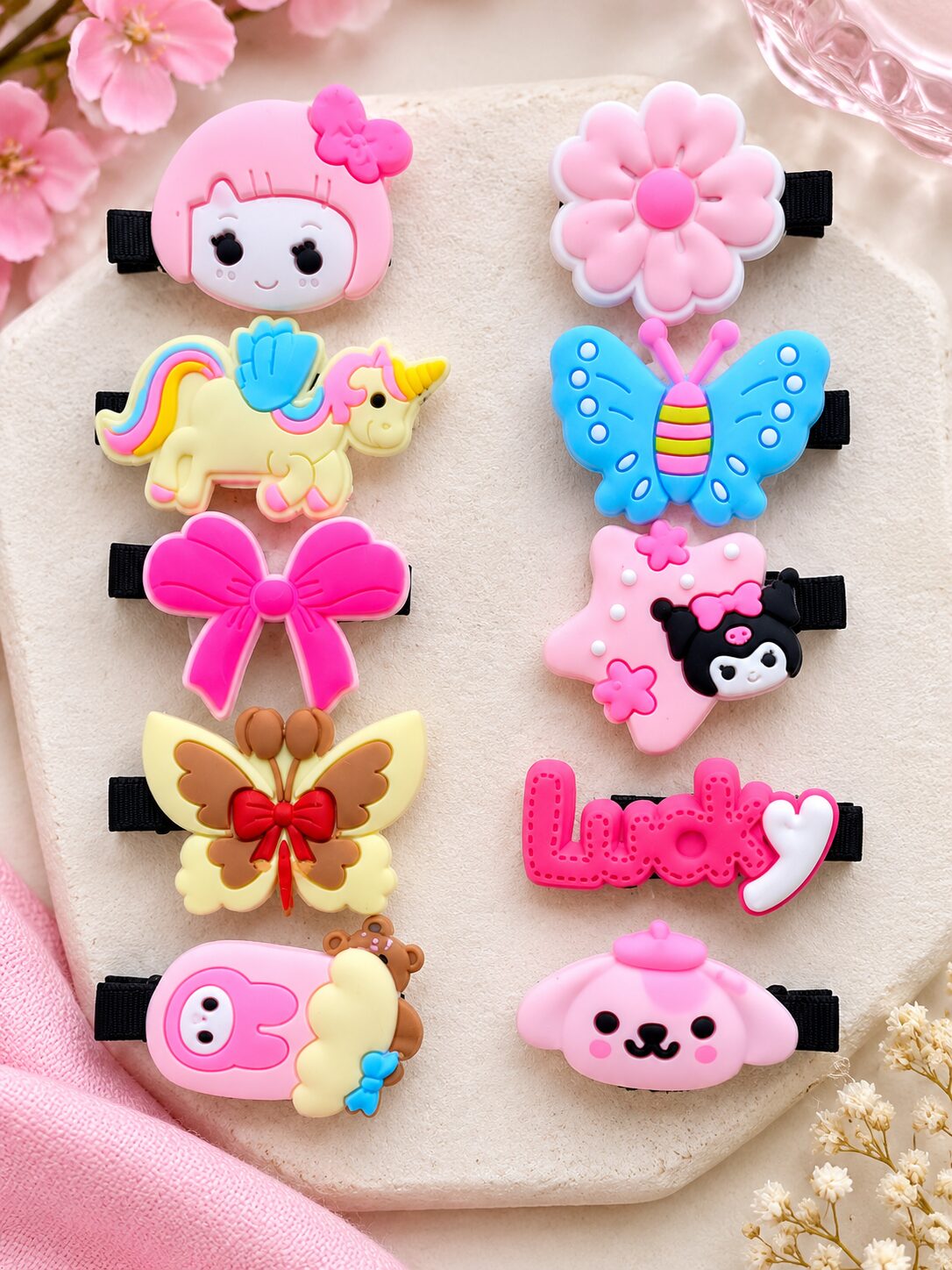 2026/09/1001788144.jpg Cute Cartoon Hair Clips for Girls – Colorful Kawaii Hair Accessories Set - Image 1