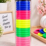 Colorful Hair Rubber Bands Set with Storage Jar – Soft & Stretchable Hair Ties