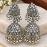 Elegant Oxidized Silver Designer Jhumka Earrings ✨