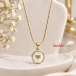 Elegant Pearl Heart Pendant Necklace | Korean Style Gold-Finish Necklace