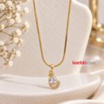 Elegant Teardrop Crystal Pendant Necklace | Korean Style Gold-Finish Necklace