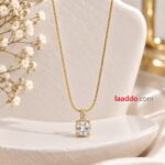 Elegant Round Crystal Pendant Necklace | Korean Style Gold-Finish Necklace