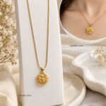 Elegant Gold Floral Pendant Necklace | Korean Style Anti-Tarnish Jewellery