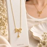 Elegant Gold Bow Pendant Necklace | Korean Style Anti-Tarnish Jewellery