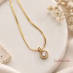 Elegant Round Crystal Pendant Necklace | Premium Gold Finish Necklace