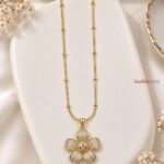Elegant Golden Flower CZ Pendant Necklace | Premium Korean Style Jewellery
