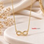 Elegant Golden Infinity Pendant Necklace with CZ Stones | Premium Korean Style Jewellery