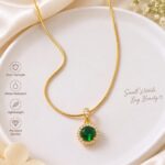 Elegant Emerald Green Stone Pendant Necklace | Korean Premium Jewellery