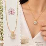 Elegant Gold Fan-Shaped CZ Pendant Necklace | Korean Premium Jewellery