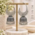 Oxidized Silver Jhumka Hoop Earrings | Traditional Ethnic Jewellery