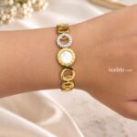 Premium Gold-Tone Crystal Circle Bracelet | Korean Style Anti-Tarnish Bracelet