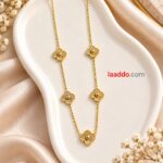 SEO-Friendly Title:
Stainless Steel Anti-Tarnish Floral Charm Necklace | Korean Gold Finish Jewellery